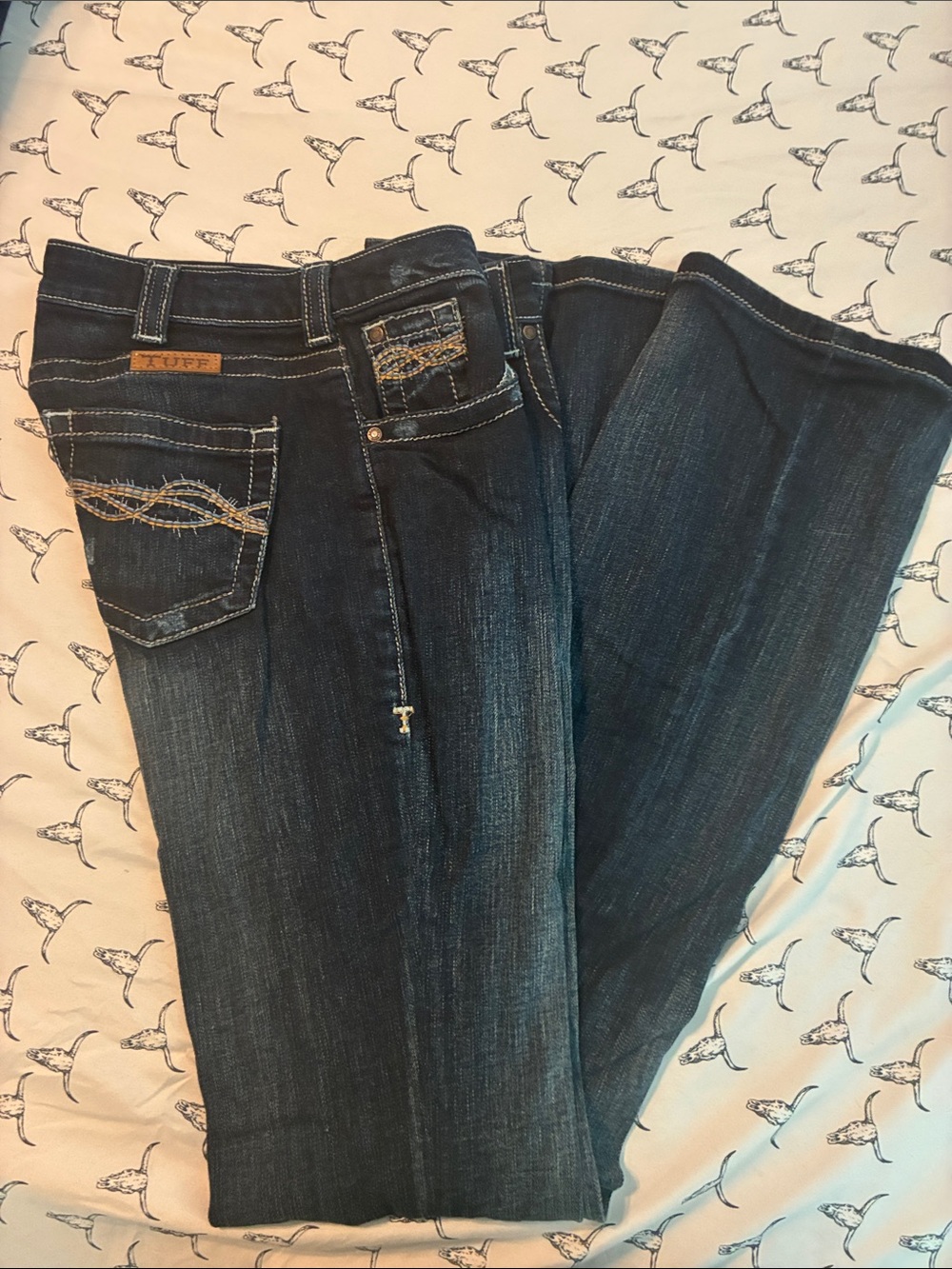 Cowgirl Tuff Men's Dark Blue Bootcut Jeans - Picture 3 of 8